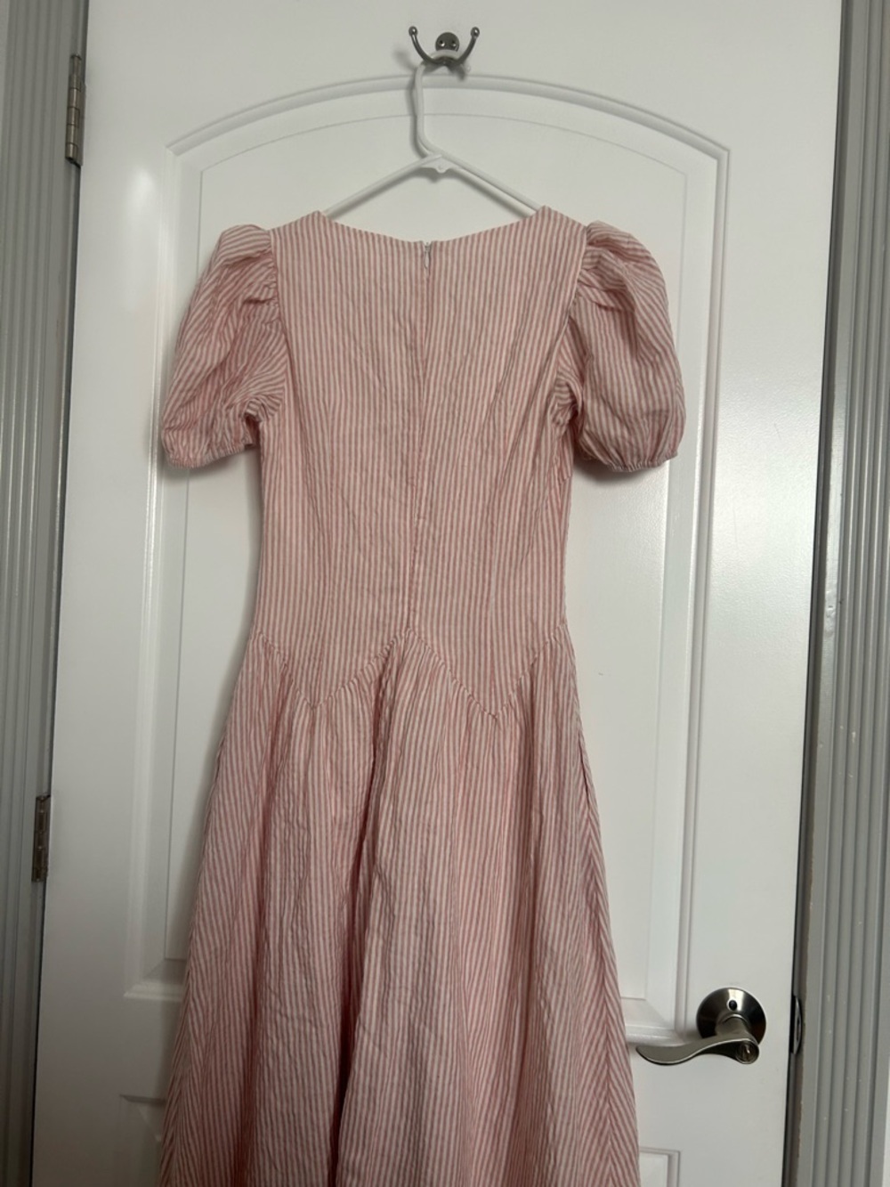 Henly Striped Puff-Sleeve Bow Midi Dress Size Xs Nwt Cottagecore Prairie Boho — image 5 of 8